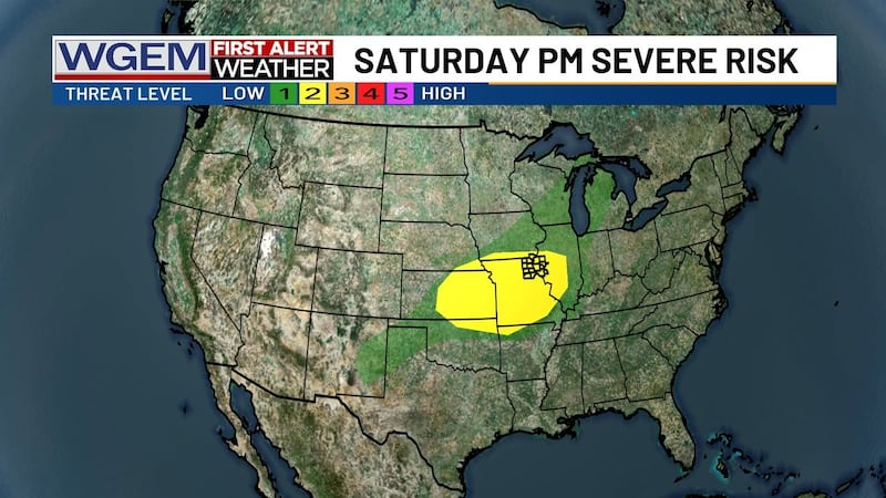 Severe potential again Saturday PM