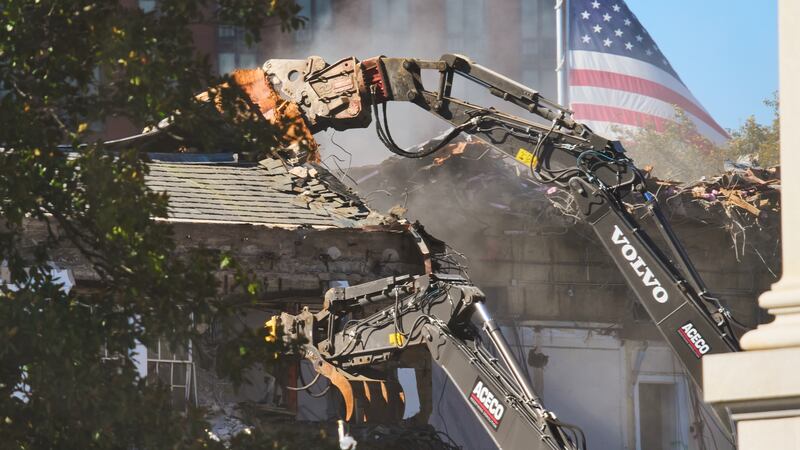 Work continues on the demolition of a part of the East Wing of the White House, Tuesday, Oct....