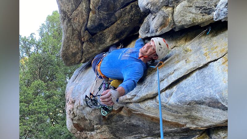 This photo courtesy of Dylan Miller shows Alaskan climber Balin Miller climbing the route...